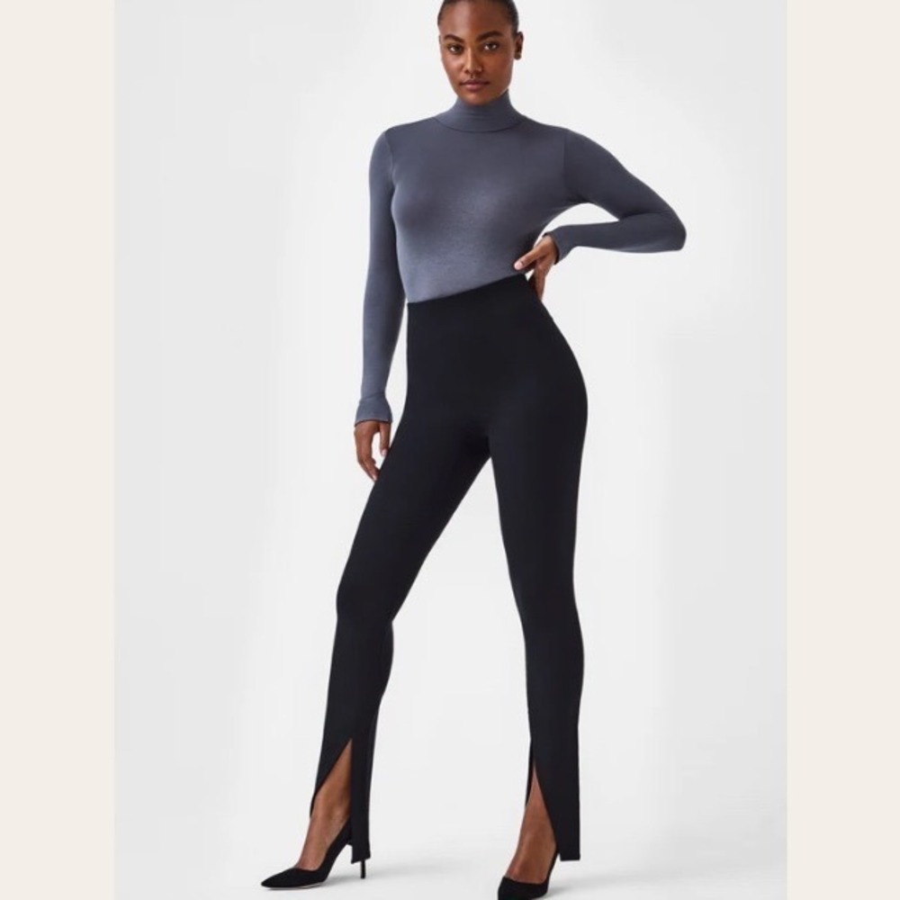 SPANX The Perfect Front Slit Legging- Black Size Medium In Black‎